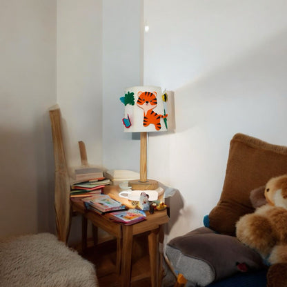 Kids Table Lamp with Jungle Theme Lampshade