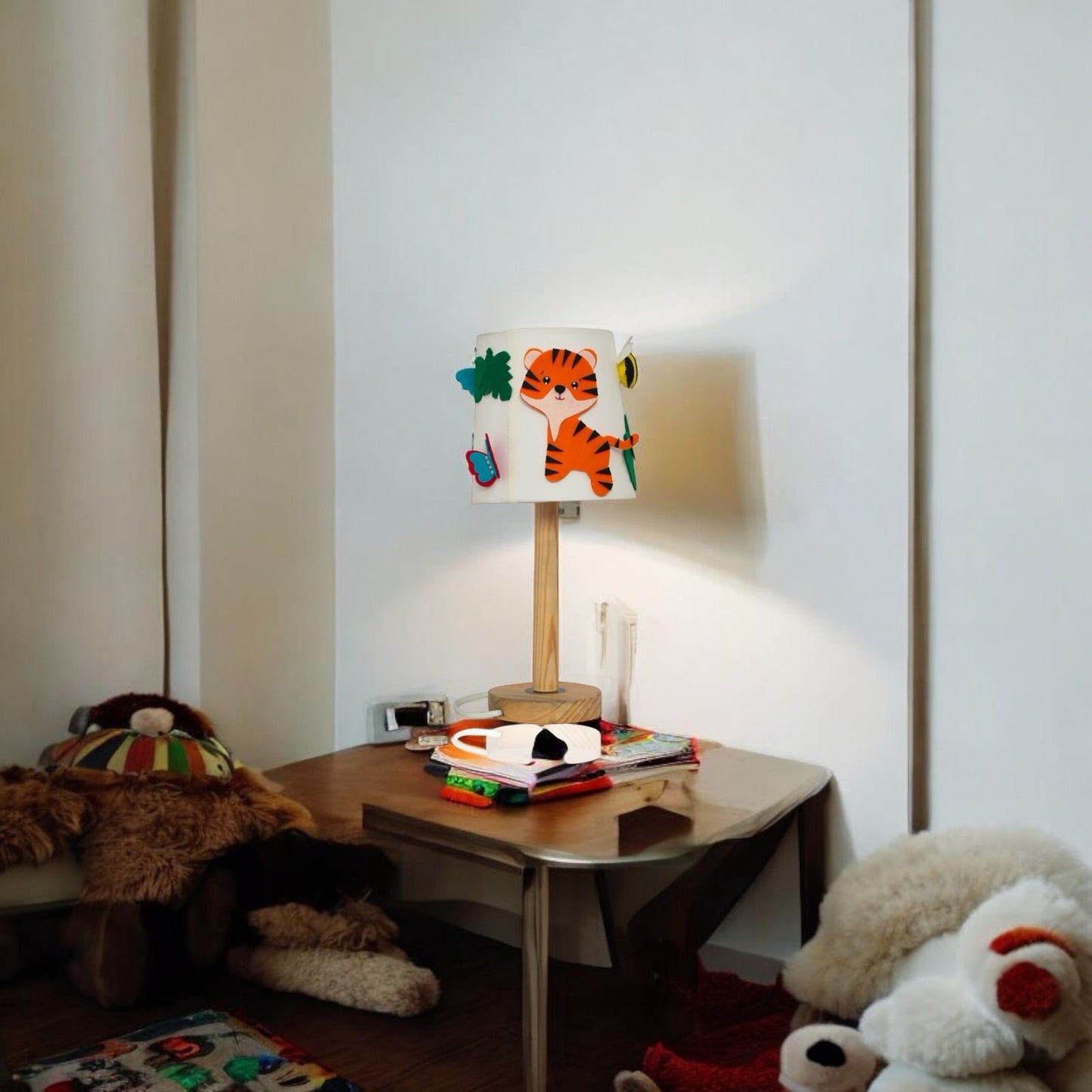 Kids Table Lamp with Jungle Theme Lampshade